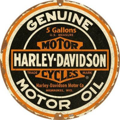 Harley Davidson Genuine Okrągły Tłoczony Szyld Plakat Reklama 35cm